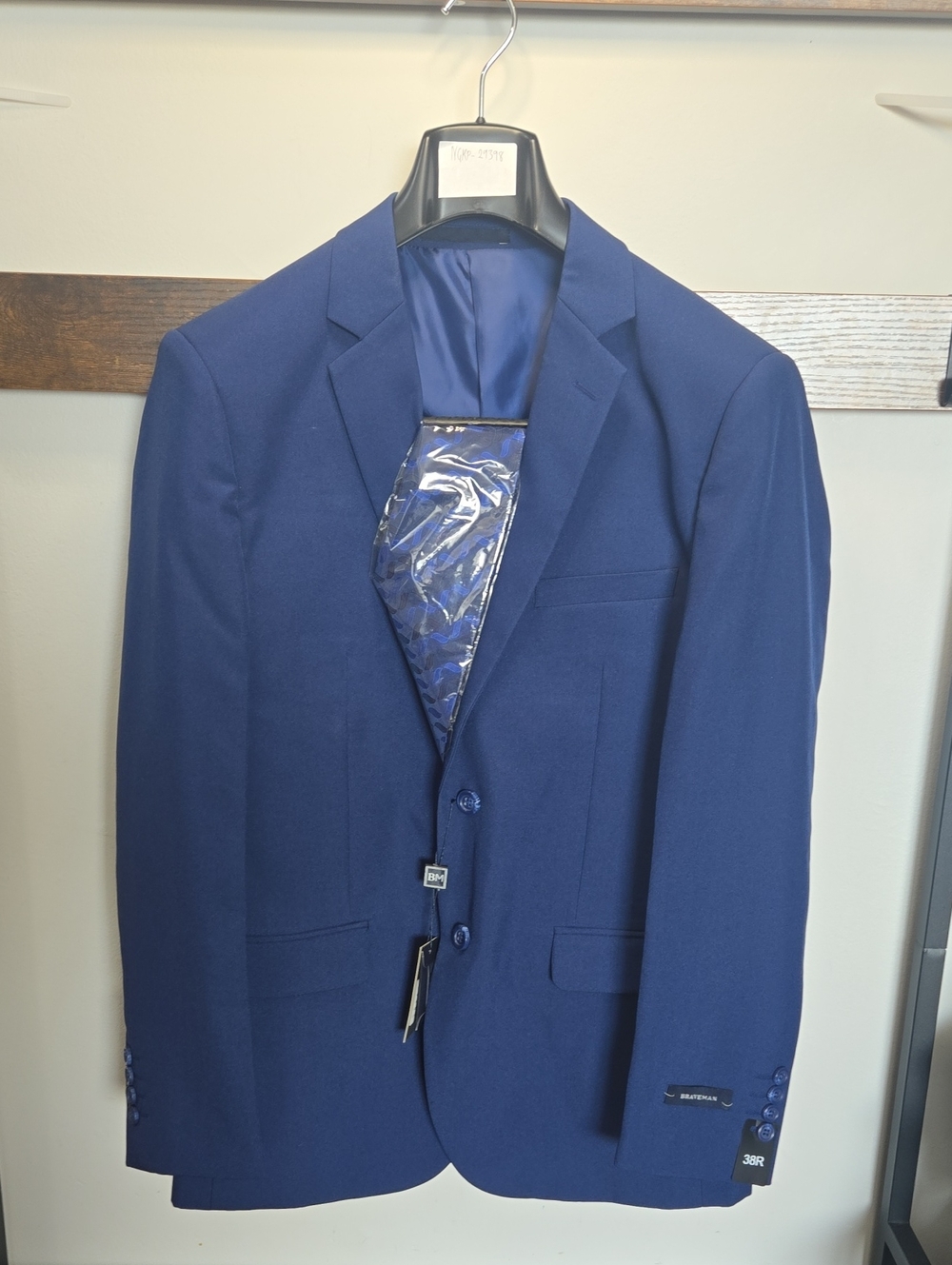 Men's Navy Blue Two-Button Blazer Slim With Tie Nwt
